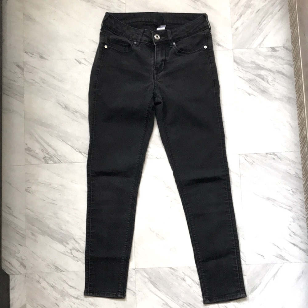 H&M Divided Washed Black Mid Rise Skinny Jeans